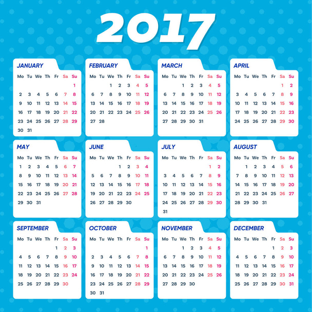 vector azul 2017 calendario
 - Vector, imagen
