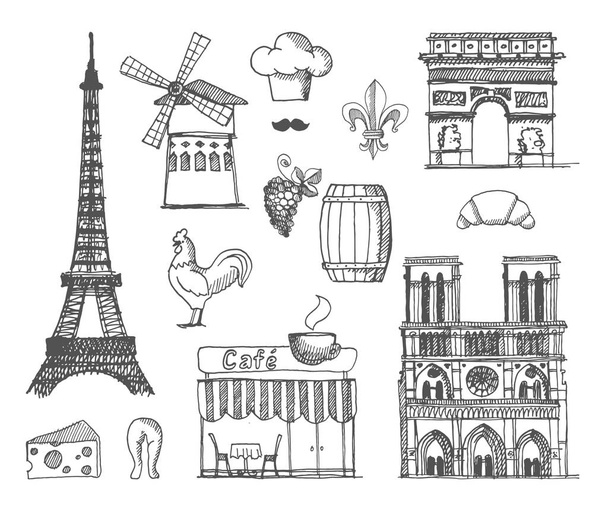 Skica o Francii a Paříž - Vektor, obrázek