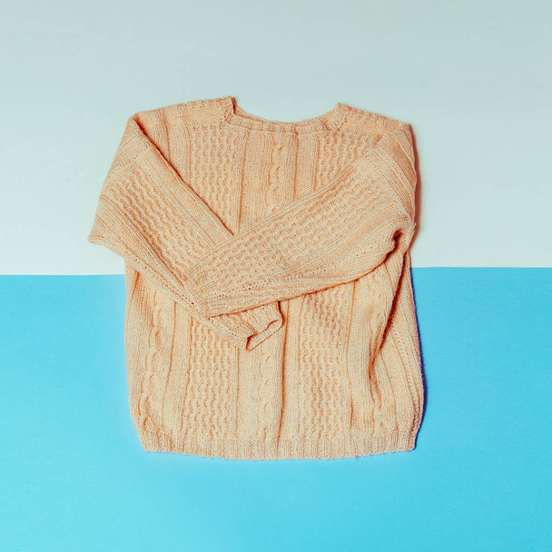Knitted sweater. Minimal fashion style - 写真・画像