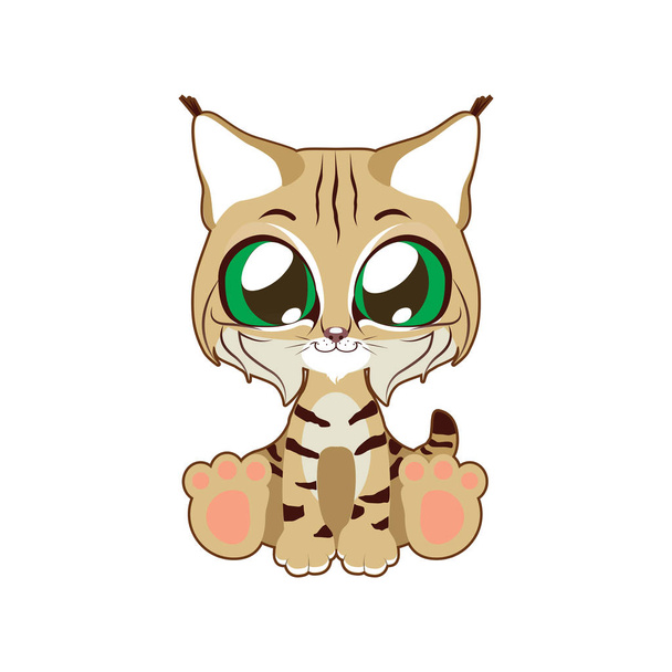 Cute bobcat vector illustration art in flat color - Διάνυσμα, εικόνα