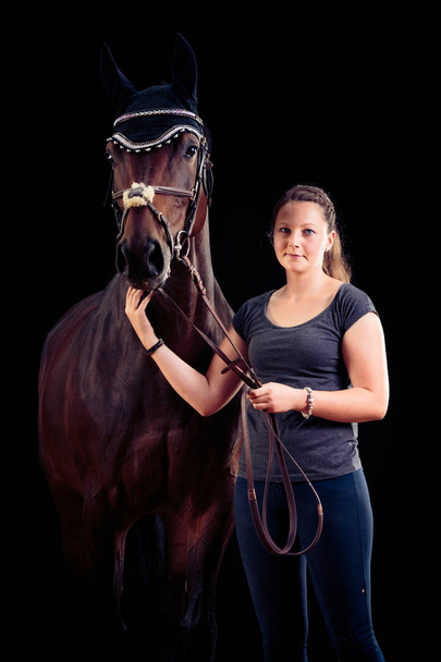 Woman With Her Horse - Foto, Bild