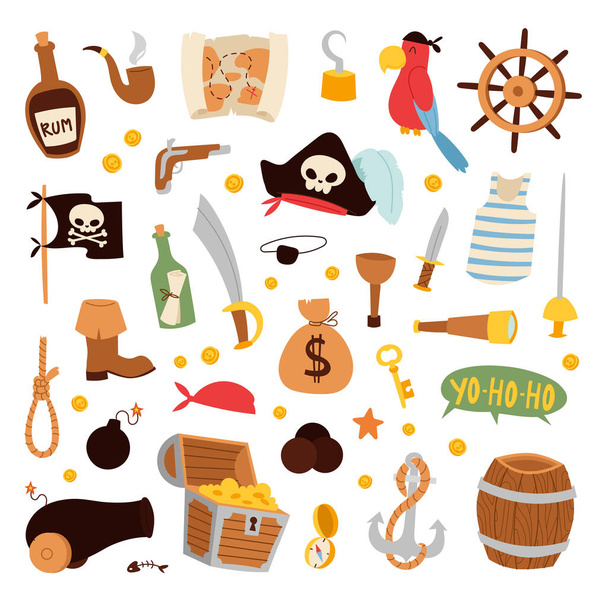Pirate stickers icons vector. - Vector, Image