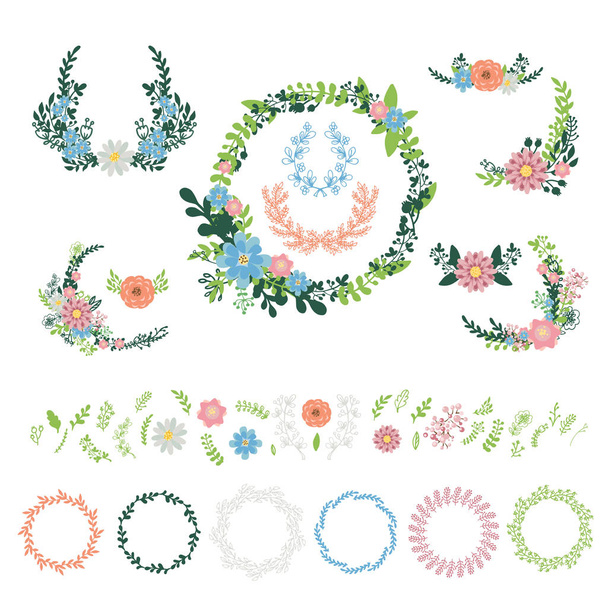 Floral wreath decoration vector. - Вектор,изображение