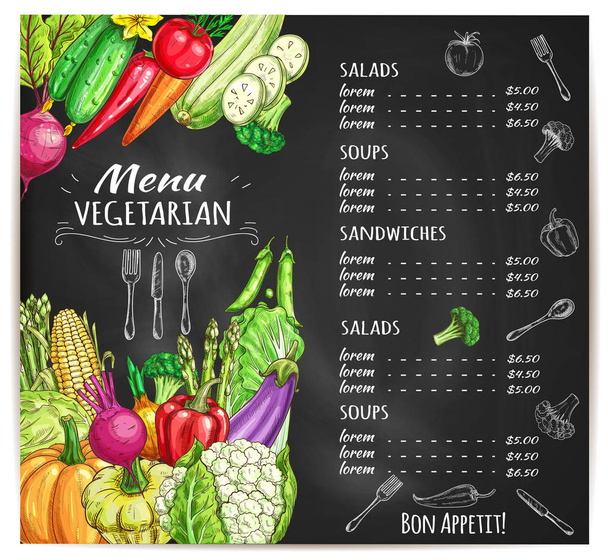 Menu vegetariano de vegetais esboço vetorial
 - Vetor, Imagem