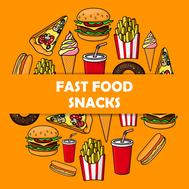 Fast food γεύμα διάνυσμα στρογγυλή αφίσα - Διάνυσμα, εικόνα