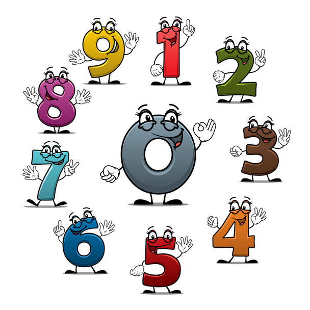 Cartoon count numbers characters vector icons - Vector, Image