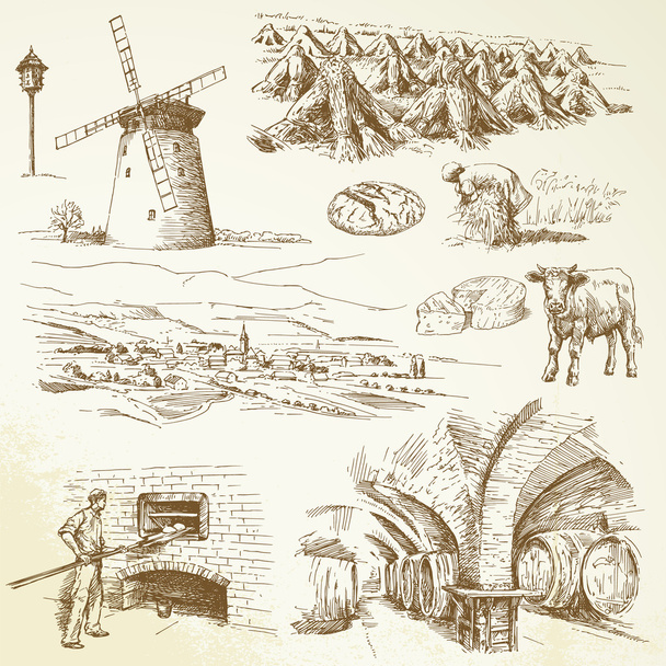 rolnictwa, obszarów wiejskich wieś - Wektor, obraz
