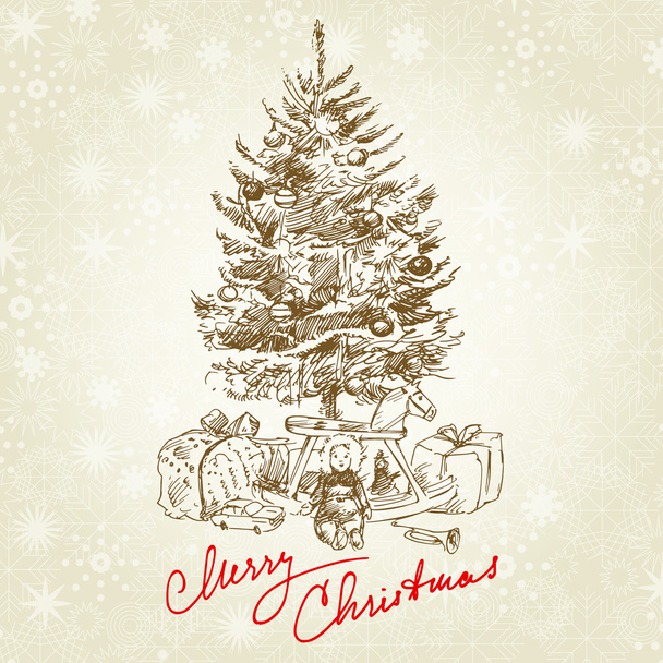 ヴィンテージクリスマスツリー - ベクター画像