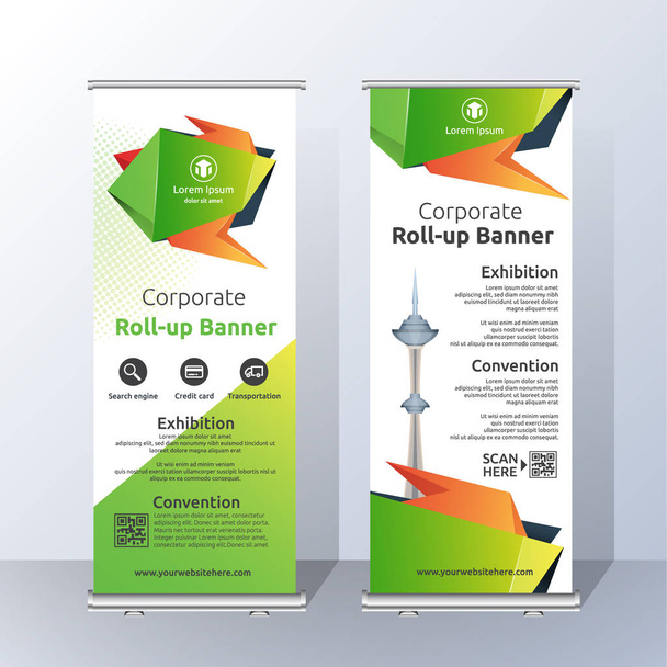 Vertical Roll Up Banner Template Design - Vector, Image