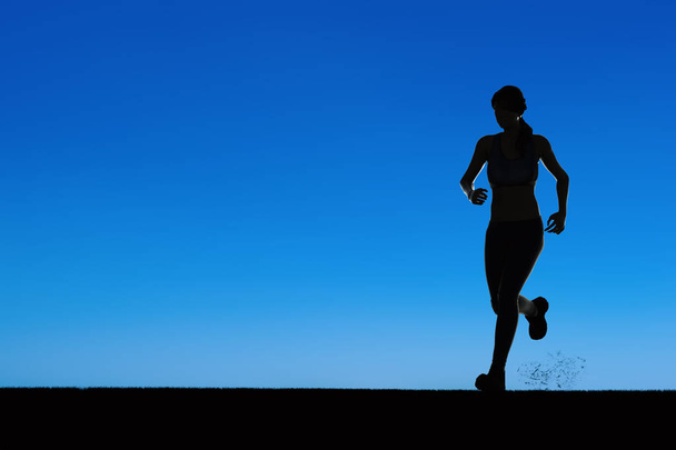 Sziluettjét nő fut - Fotó, kép