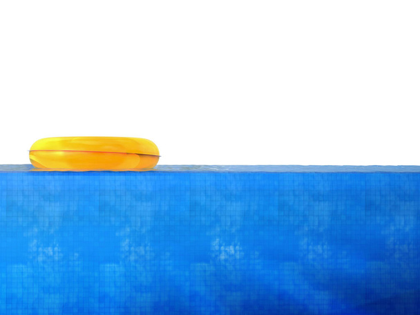 pool side view with yellow swim ring - Photo, Image