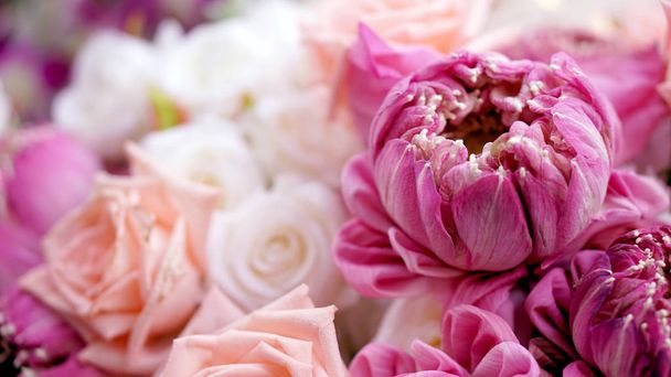 Róż i lotosów kwiat podłoże Romantyczne Walentynki z - Zdjęcie, obraz