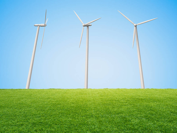 wind turbines in grass field - Фото, зображення