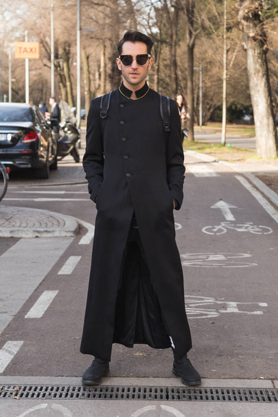 Fashionable man posing during Milan Men's Fashion Week - Foto, imagen