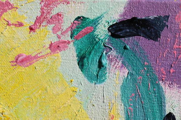 Frühlingsfest. mehrfarbige Texturmalerei. abstrakte Kunst Hintergrund. Acryl auf Leinwand. Grobe Pinselstriche. - Foto, Bild
