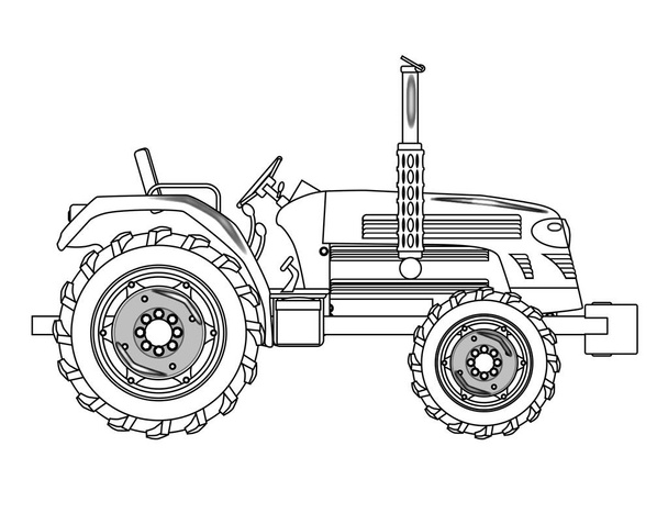 Green Isolated Tractor Outline - Vector, Image