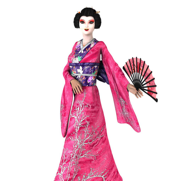 3D CG rendering of a geisha girl - Foto, Imagen