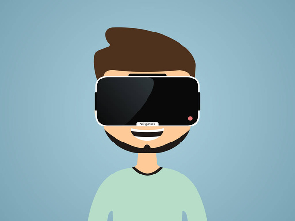 仮想現実の眼鏡の少年 - ベクター画像