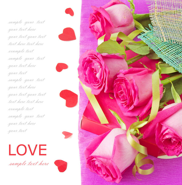 biglietto di San Valentino con rose e cuori - Foto, immagini