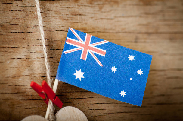Wood heart and Australia flag - Foto, Imagem
