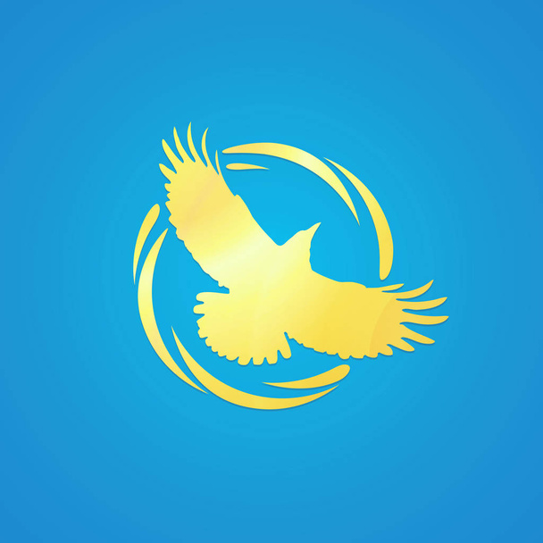 Logo of Crow in Golden Color - Vetor, Imagem