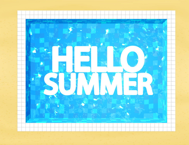 piscina com cartaz de letras
 - Vetor, Imagem