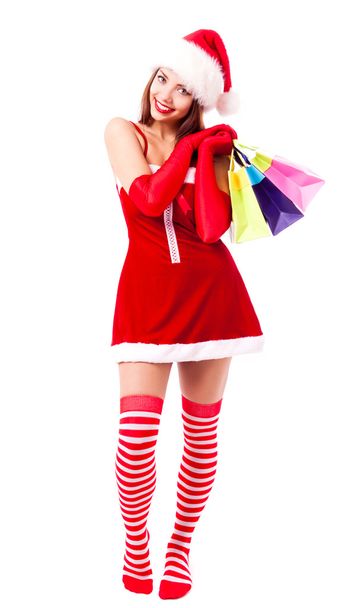 Woman dressed as Santa - Фото, изображение