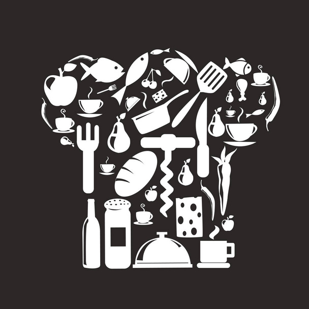 Food and Kitchen Icons Set - Vetor, Imagem