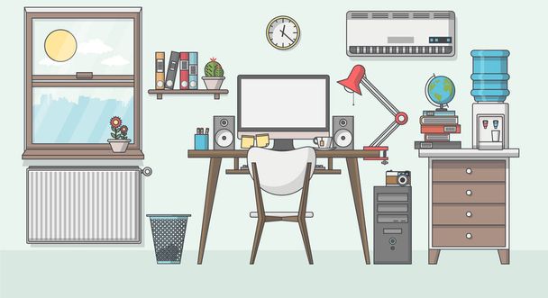modern workplace in room. - Vector, Image