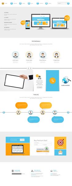 Modern One Page Website Template - Vector, Image