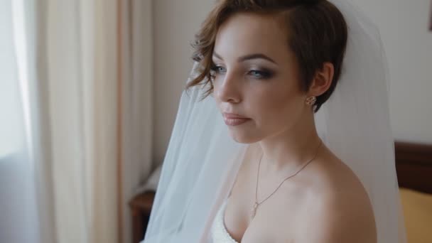 Portrait of beautiful young bride - Footage, Video