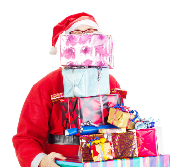 Père Noël avec beaucoup de cadeaux
 - Photo, image