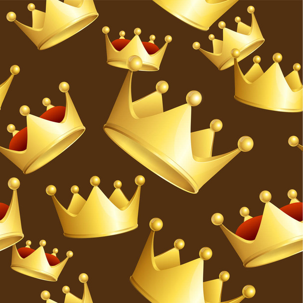 Golden Crowns Background Pattern. Vector - Wektor, obraz