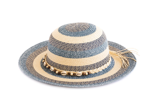 Letní klobouk na bílém pozadí - Fotografie, Obrázek
