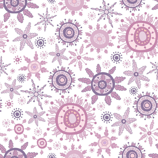 Seamless vintage pattern with lace ornate snowflakes - Vector, Image