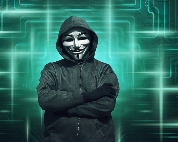 hacker in mask and gloves - Photo, Image