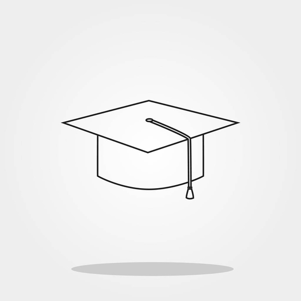 卒業帽子灰色の背景に分離されたトレンディなフラット スタイルのかわいいアイコン。あなたのデザイン、ロゴ、Ui の学校のシンボル。ベクトル図、Eps10. - ベクター画像