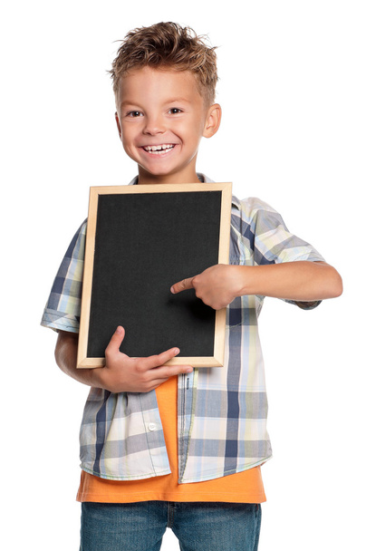 Boy with small blackboard - Foto, imagen