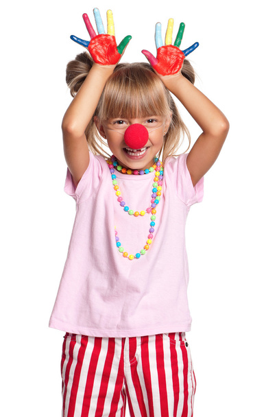 Little girl with clown nose - Foto, imagen