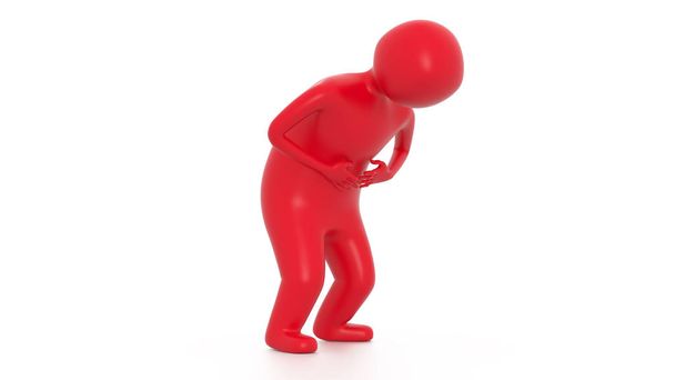 3D küçük insanlar kırmızı mide ağrısı - Fotoğraf, Görsel