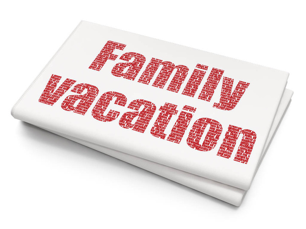 Concepto de vacaciones: Vacaciones familiares en el fondo del periódico en blanco
 - Foto, Imagen