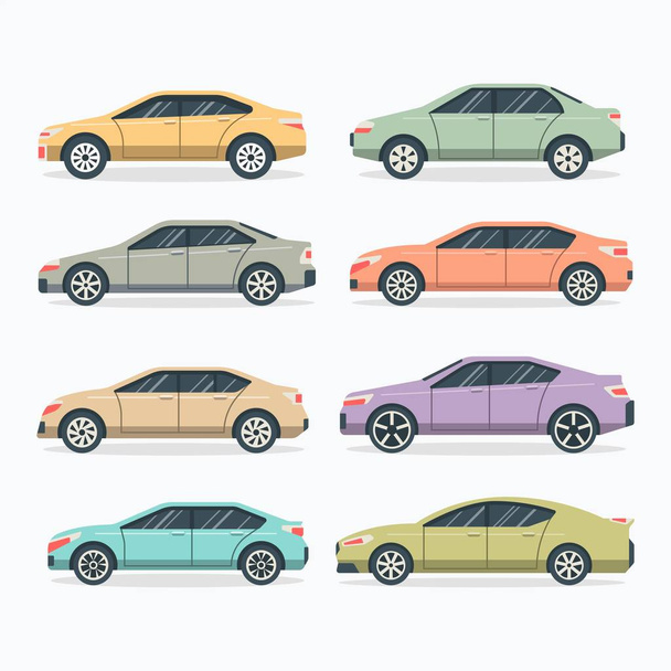 Flat Car Collection. - Vector, Image