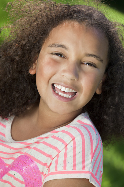 Portrait of Beautiful Mixed Race African American Girl - Foto, Imagem