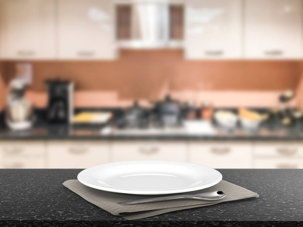 empty dish with kitchen background - Photo, Image