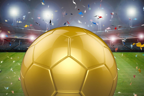 golden ball with soccer stadium  - Photo, Image