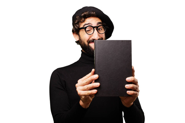 young french artist with a book - Foto, imagen
