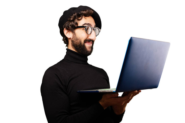 young french artist with a laptop - Foto, Bild