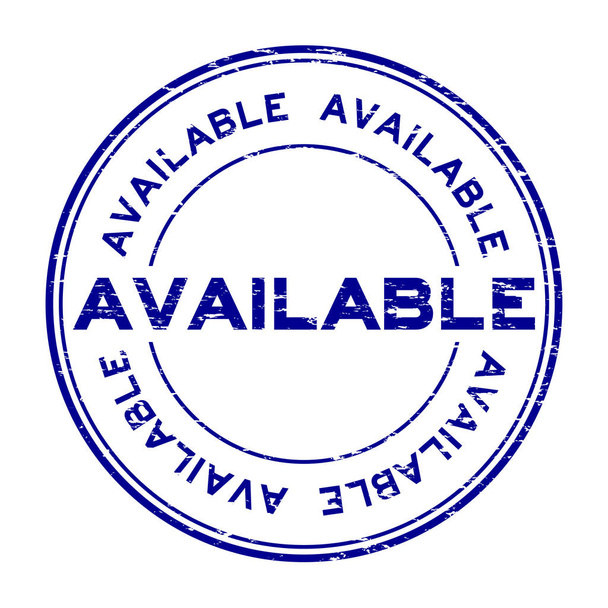 Grunge azul disponible sello de goma redonda sobre fondo blanco
 - Vector, Imagen