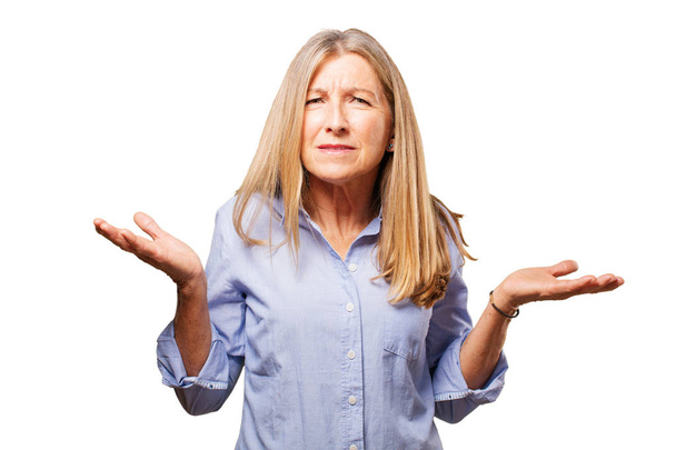 senior beautiful woman in confused pose - Photo, image