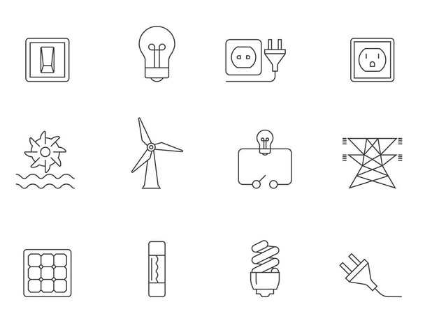 conjunto de ícones de eletricidade
  - Vetor, Imagem
